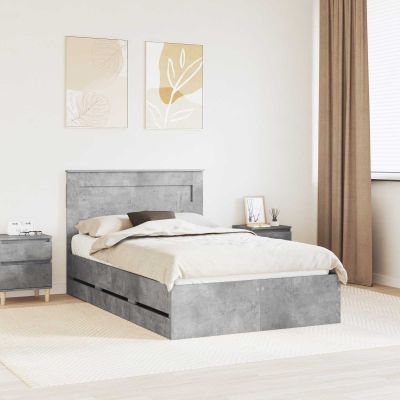 vidaXL Rám postele Betónová šedá 135 x 190 cm Inžinierske drevo