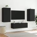 vidaXL 3-dielne TV nástenné skrinky s LED svetlami čierne