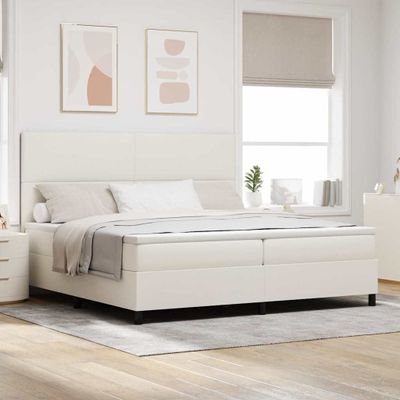 vidaXL LED box s pružinami Krémová a biela 200 x 200 cm