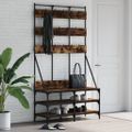 vidaXL Vešiak na šaty s botníkom dymový dub 100x40x184 cm