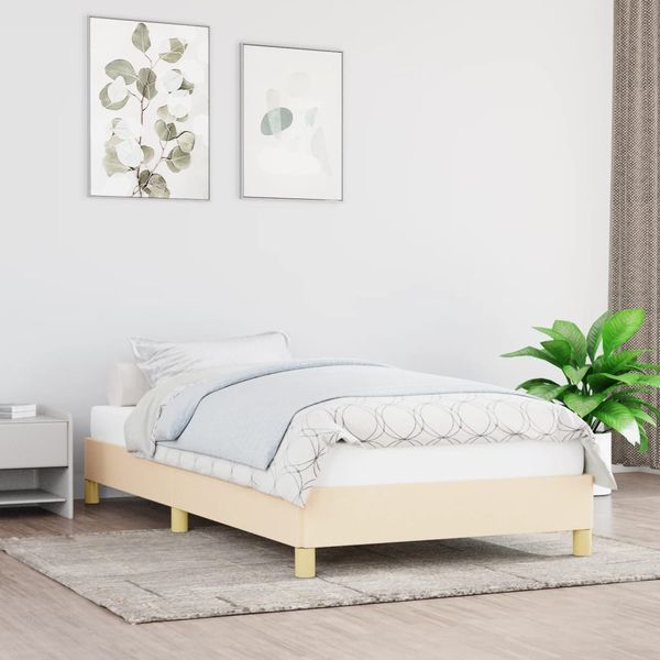vidaXL Rám postele bez matraca krémová 90x200 cm Látka