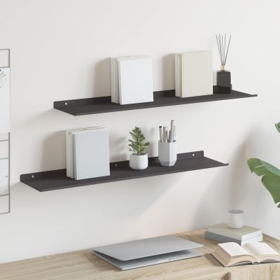vidaXL Závesná polica 2 ks Čierny 80 x 18 x 2,5 cm Oceľ