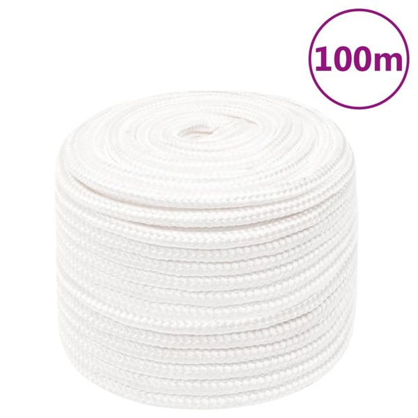 vidaXL Lodné lano biele 14 mm 100 m polypropylén