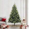 vidaXL Umelý skladací vianočný stromček 300 LED diód Zelená 210 cm
