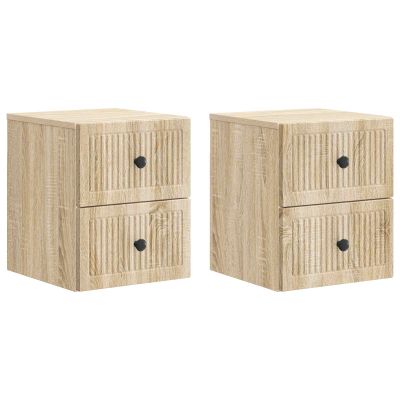 vidaXL Nástenná nočná skrinka 2 pcs Dub sonoma 33 x 34,5 x 40 cm