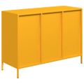 vidaXL Komoda horčicovožltá 101,5x39x73,5 cm oceľ valcovaná za studena