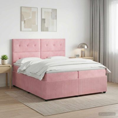 vidaXL Posteľ boxspring s matracom Ružová 200 x 200 cm Zamat
