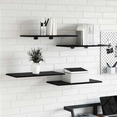 vidaXL Polica na knihy 4 pcs Čierny 60 x 30 x 1,5 cm Kompozitné drevo