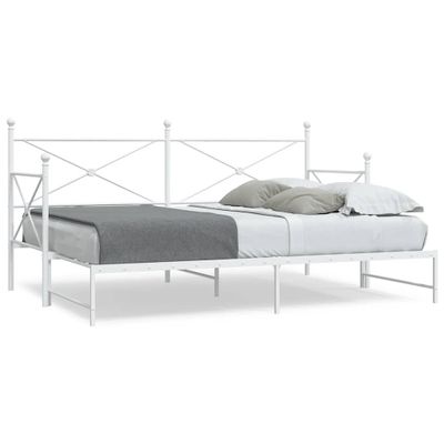 vidaXL Váľanda s kolieskom bez matraca Biela 90x200 cm Oceľ