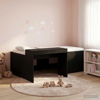 vidaXL Detská vysoká posteľ s pultom Čierna 90 x 200 cm