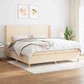 vidaXL Boxspring posteľ s matracom krémová 200x200 cm látka