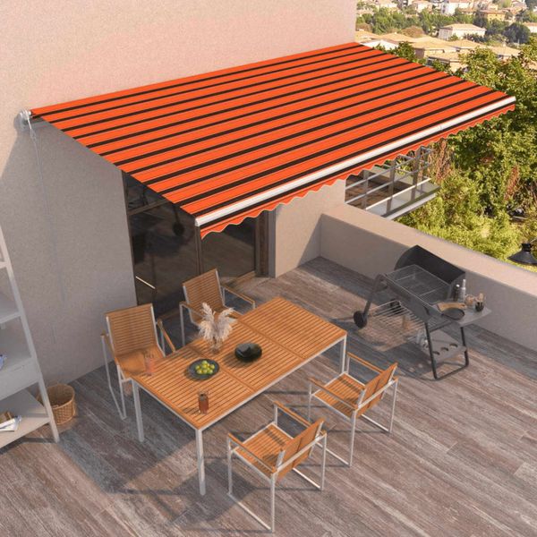 vidaXL Automatická zaťahovacia markíza 600x300 cm oranžová a hnedá