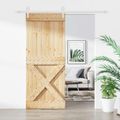 vidaXL Posuvné dvere 100 x 210 cm Borovicový masív Prírodná a biela