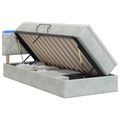 vidaXL LED úložná posteľ s matracom Svetlosivá 90 x 200 cm Zamat