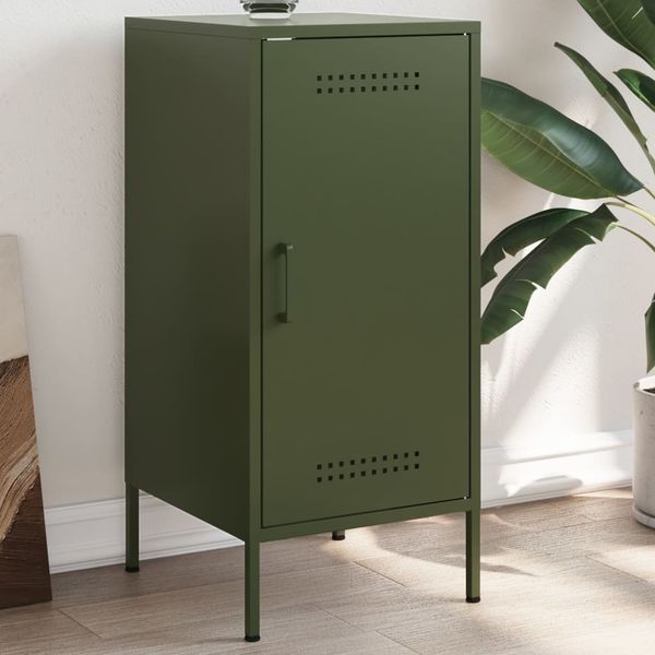 vidaXL Komoda olivovozelená 36x39x79 cm oceľ
