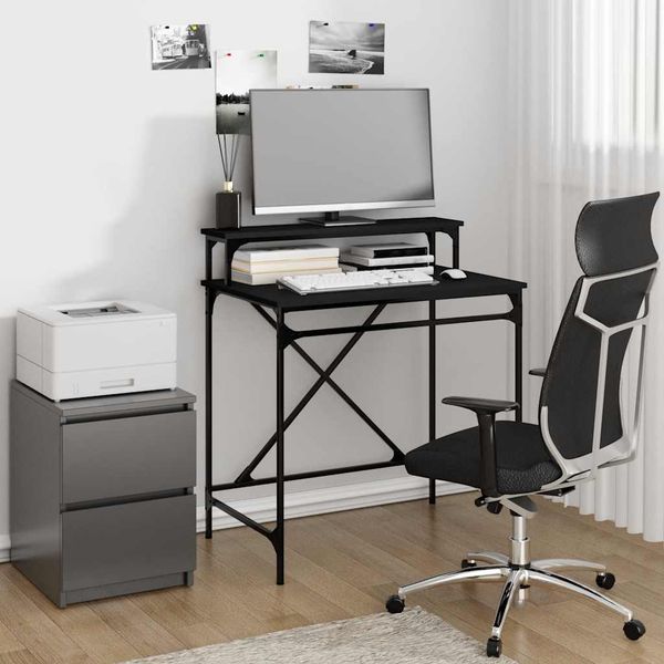 vidaXL Stôl čierny 80x50x90 cm kompozitné drevo a železo