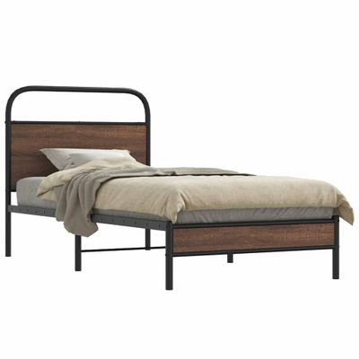 vidaXL Posteľný rám bez matraca 100x190 cm hnedý dub kompozitné drevo