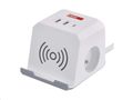 Prodlužovací kabel EMOS P0212CQ - kostka 2 m / 2 zásuvky / biely / 2×USB-A + 1×USB-C+Qi / 1,5 mm2