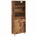 vidaXL Highboard Staré drevo 69,5 x 32,5 x 180 cm Kompozitné drevo