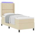 vidaXL LED box s pružinami s čelnou doskou Krémová 80 x 200 cm látka