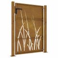 vidaXL Záhradná brána 100x150 cm, oceľ Corten, dizajn s trávou