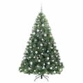vidaXL Umelý vianočný stromček s 300 LED-i Zelená 180 cm PE a PVC
