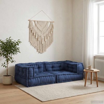 vidaXL Modulová pohovka 3 pcs Indigo 140 x 70 x 36 cm Látka