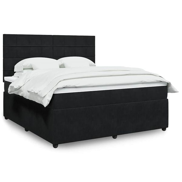 vidaXL Posteľný rám boxspring s matracom čierny 180x200 cm zamat