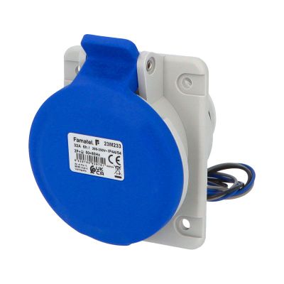 Zásuvka vstavaná 23M233 IP44-54/230V/32A/3P 6h, šikmá 10°, mikrospínač NC/ NO - SpeedPRO