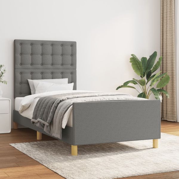 vidaXL Posteľ bez matraca tmavosivá 100x200 cm látka