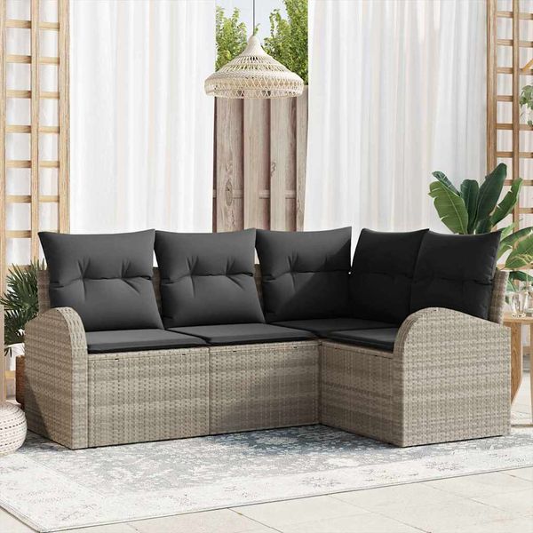 vidaXL Súprava záhradných pohoviek 4 pcs Svetlosivá polyratan