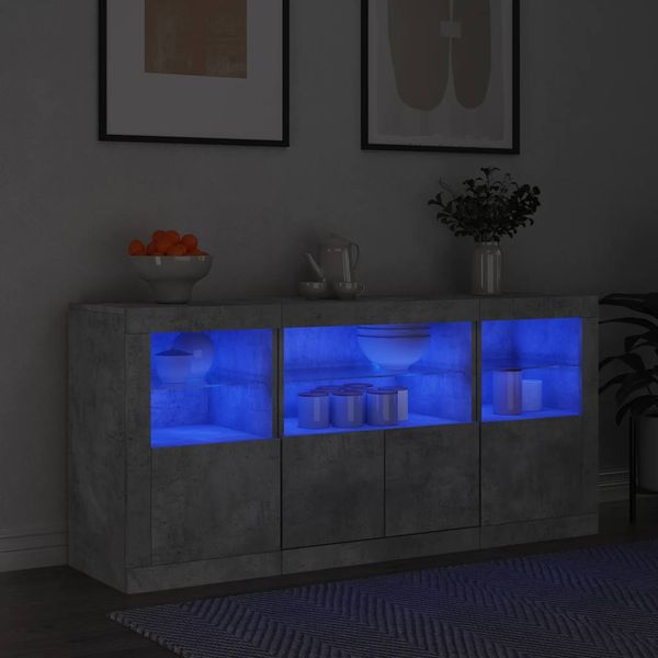 vidaXL Komoda s LED svetlami betónovo-sivá 142,5x37x67 cm