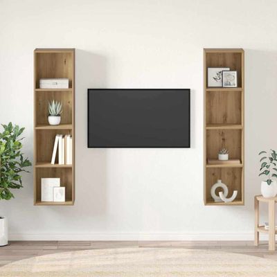 vidaXL Zostava TV skriniek Nástenný 2 pcs Hnedá 37 x 37 x 142,5 cm