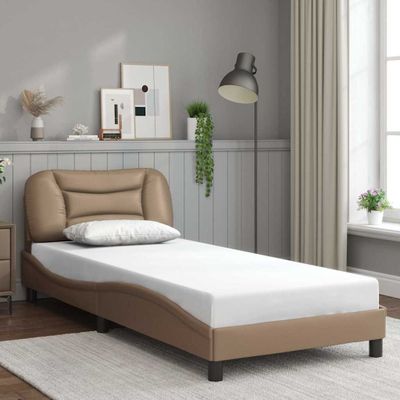 vidaXL Rám postele bez matraca Hvar kapučínový 90x200 cm umelá koža