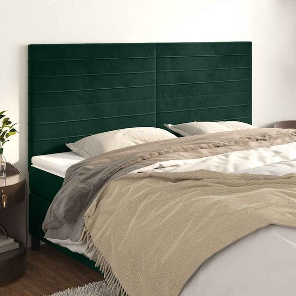 vidaXL Čelo postele tmavozelené 200x5x118/128 cm zamatové