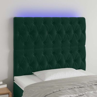 vidaXL Čelo postele s LED tmavozelené 90x7x118/128 cm zamat