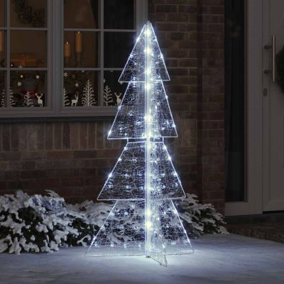 vidaXL Vianočný stromček s 160 LED-i Studená Biela 150 cm Akryl
