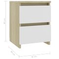 vidaXL Nočné stolíky 2 ks biele a dub sonoma 30x30x40cm drevotrieska