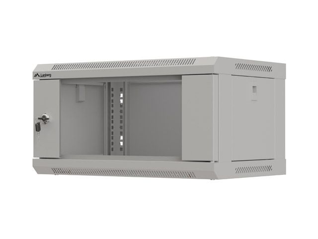 LANBERG RACKOVÁ SKRIŇA 19'' NÁSTENNÁ 4U/540X350 (FLAT PACK) S PRESKLENÝMI DVERAMI ŠEDÁ