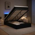 vidaXL Ottoman posteľ s matracom a LED Čierna 120 x 200 cm Zamat
