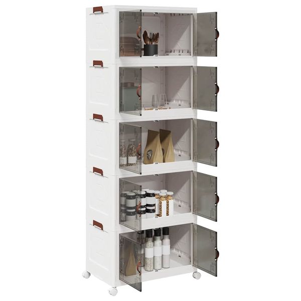 vidaXL stohovateľný úložný box s kolesami 5poschodový 75L 64x40x179 cm
