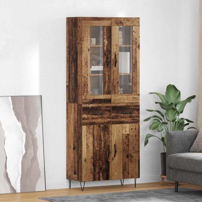 vidaXL Highboard Staré drevo 69,5 x 34 x 90 cm Kompozitné drevo