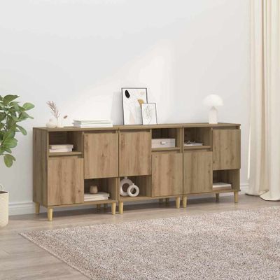 vidaXL Komody 3 pcs Remeselný dub 60 x 35 x 70 cm Kompozitné drevo