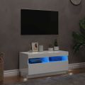 vidaXL TV skrinka s LED svetlami lesklá biela 80x35x40 cm