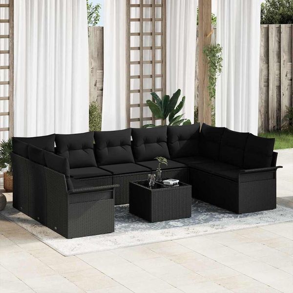vidaXL Súprava záhradných pohoviek s úložiskom 10 pcs Béžová polyratan