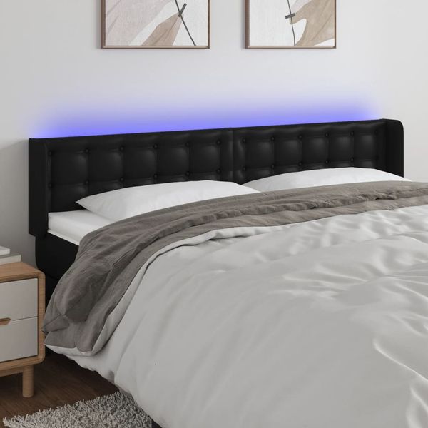 vidaXL Čelo postele s LED čierne 183x16x78/88 cm umelá koža