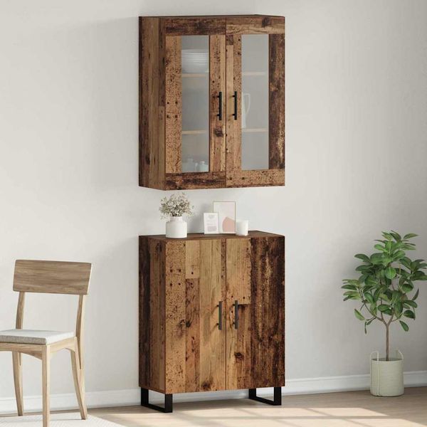 vidaXL Highboard 2 pcs Staré drevo Kompozitné drevo