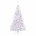 vidaXL Umelý vianočný stromček s 300 LED-i Biela 210 cm PVC a oceľ
