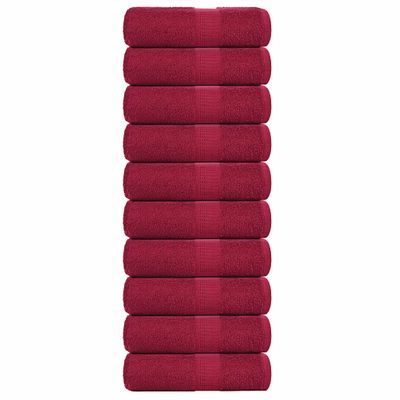 vidaXL Uteráky pre hostí FROGN 10 ks bordové 30x50 cm 360 g/m²