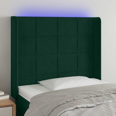 vidaXL Čelo postele s LED tmavozelené 103x16x118/128 cm zamat